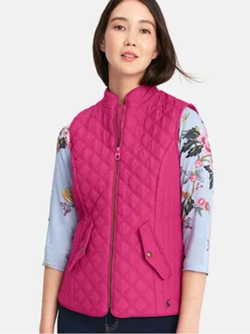 Joules Minx Quilted Gilet Deep Fuchsia Pink Size 2